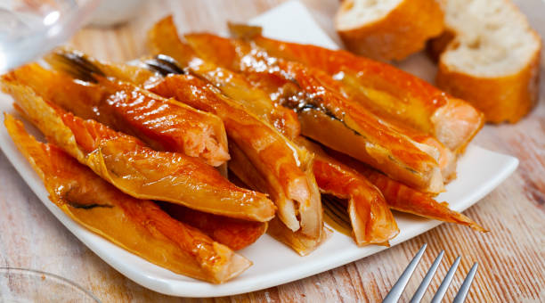 istock Smoked salmon belly flaps on plate 1250403810