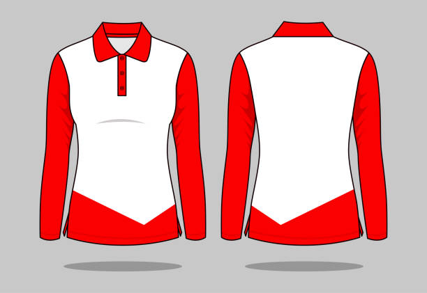 istock Long Sleeve Polo Shirt Design With Red/White Colors Vector 1250403988