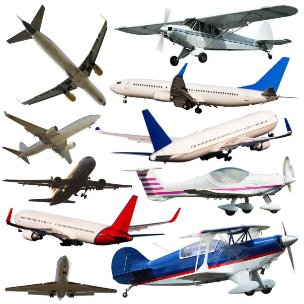 istock Passenger airplanes, gliders, gyroplanes, aircrafts  isolated 1250404042
