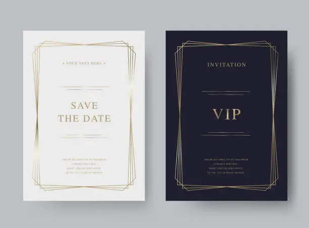 Vector illustration of Luxury vintage golden vector invitation card template