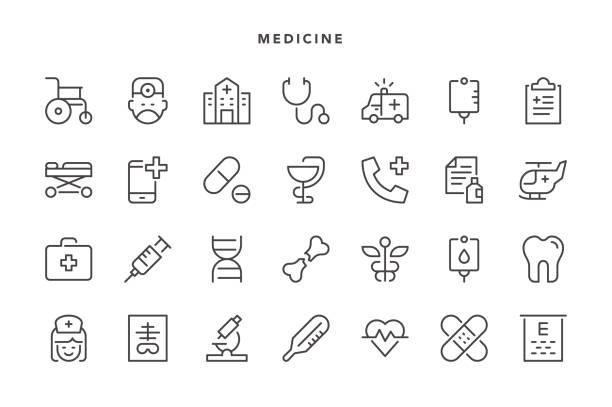 illustrazioni stock, clip art, cartoni animati e icone di tendenza di icone della medicina - flebo salina