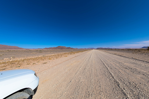 Gravel road in Namib Naukluft National Park in the western part of Namibia