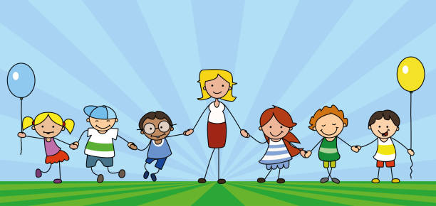 450+ Cartoon Kids And Their Teacher Outdoors Illustrations, Royalty-Free  Vector Graphics & Clip Art - iStock
