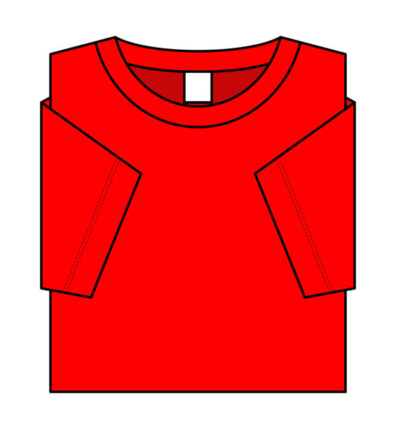 Red T-Shirt Folded With Label Size Vector For template Front View folded sweater stock illustrations