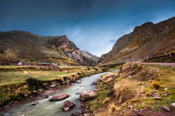 istock Landscape of rocky Peruvian mountains and river 1250418935