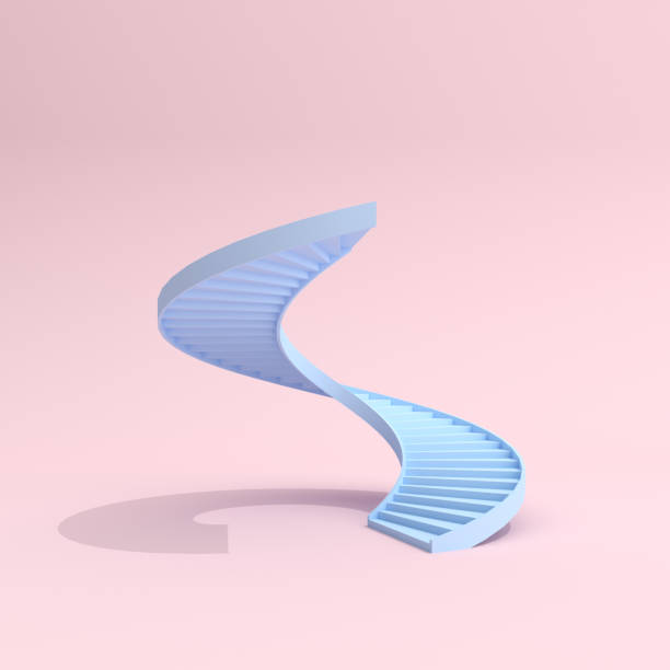 istock 3D rendering. Spiral staircase on pink background. Minimal. 1250428398