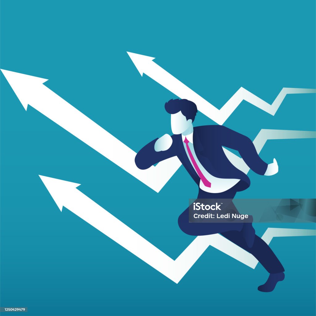 Khái Niệm Mũi Tên Kinh Doanh Với Doanh Nhân Chạy Hướng Tới Thành ...