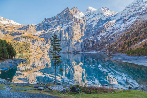 Oeschinensee Glacier Lake Kandersteg / Switzerland lake oeschinensee stock pictures, royalty-free photos & images