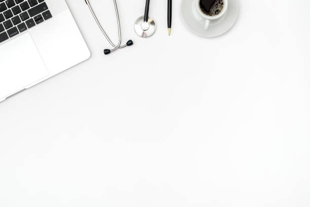 istock Top view of doctor's table with equipment 1250431668