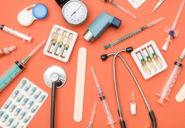 istock Top view of doctor's table with equipment 1250431749