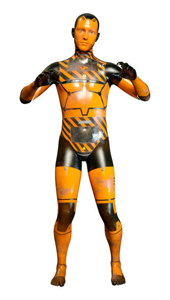 istock 3D illustration male robot on white 1250439630