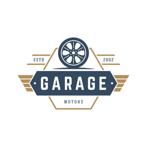 Car wheel logo template vector design element vintage style Car wheel logo template vector design element vintage style for label or badge retro illustration. Tire silhouette. vintage tire stock illustrations