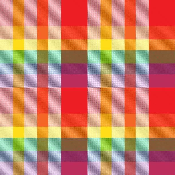 ilustrações de stock, clip art, desenhos animados e ícones de rainbow plaid tartan checkered seamless pattern - gay pride spectrum backgrounds textile