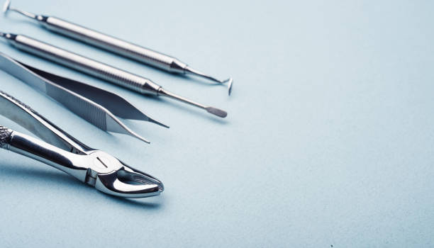 istock Dental steel instruments with copy space 1250446242