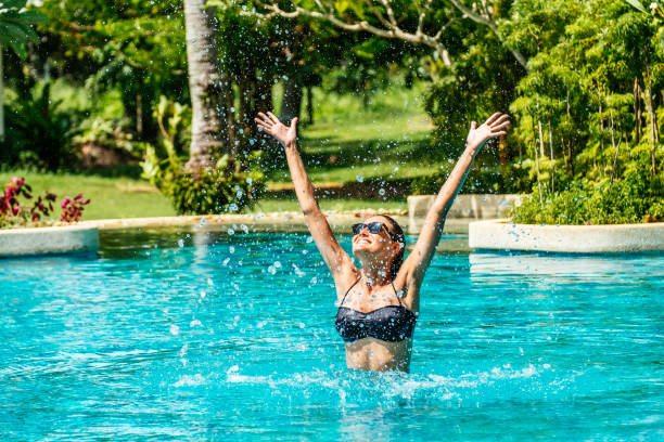 istock Young brunette cheerful woman on vacation 1250446247