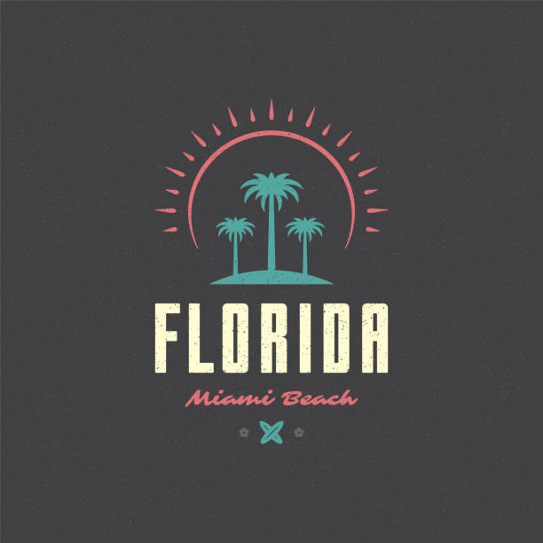 yaz tatilleri etiket veya rozet tipografi sloganı tasarımı - florida stock illustrations