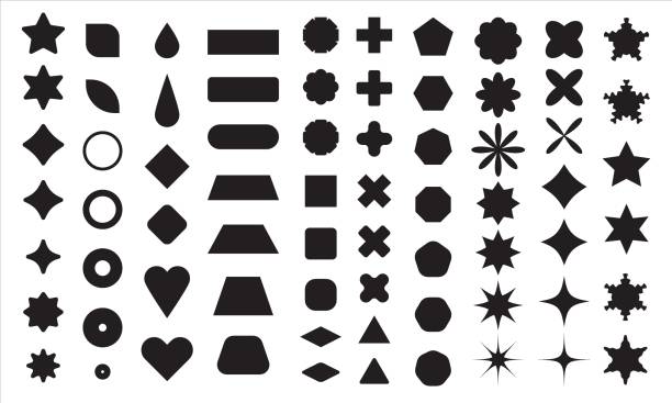 Polygonal shapes Vector basic shape collection for your design. Polygonal elements with sharp and rounded edges shape stock illustrations
