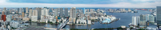 istock Tokyo skyscrapers lined up by the water 1250457487