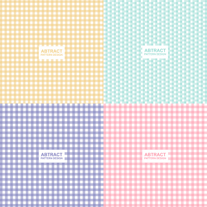 Set of gingham seamless pastel colour pattern design. Vector design