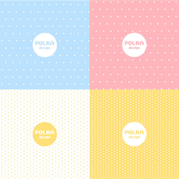 satz von polka dot pastell farbe muster design - pastellkreide stock-grafiken, -clipart, -cartoons und -symbole