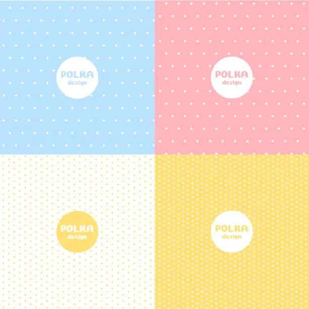 Vector illustration of Set of Polka dot pastel colour pattern design