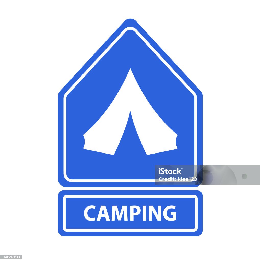 Camp Roule Code Sign Blue Camp Sign On White Backgroun Stock Illustration - Download Image ...
