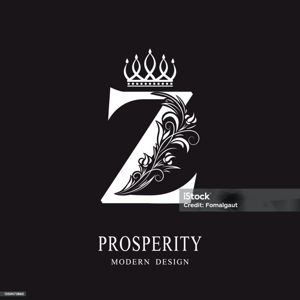 Elegant Capital Letter Z Graceful Royal Style Calligraphic ...