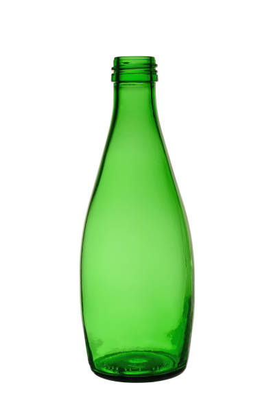 istock Empty green transparent glass bottle for liquids. Isolated on a white background without a cover 1250474105