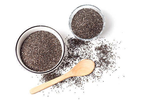 Chia seed in glass bowl