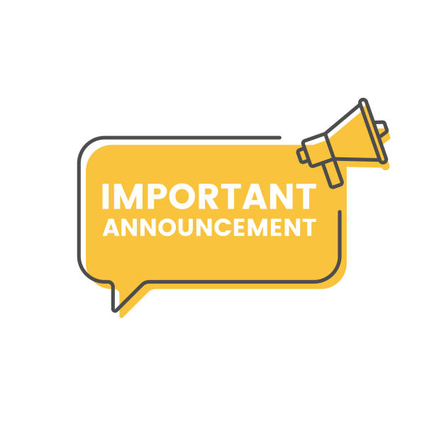 Important Announcement and Megaphone Speech Bubble Icon Vector Design. Scalable to any size. Vector Illustration EPS 10 File. announcement message stock illustrations