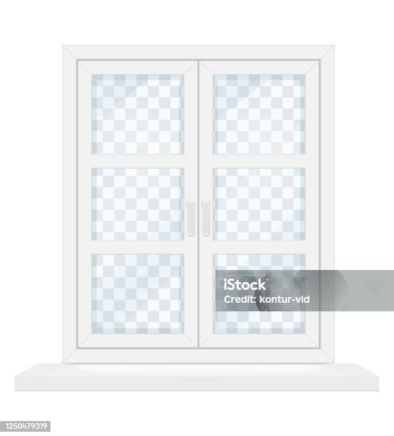 Translucent Window Drawing White Transparent Plastic Window With Window Sill Vector Illustration ...