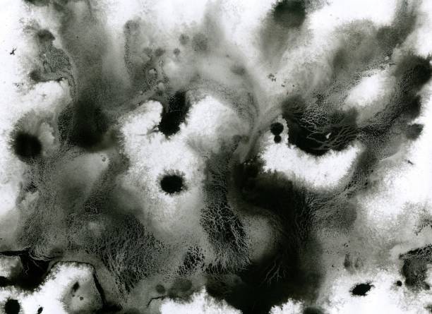 istock black ink abstract monochrome background, splashes and stains, hand drawing 1250479545