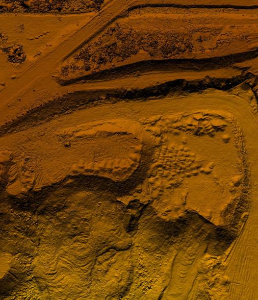istock Elevation model of an excavation site with steep rock walls 1250482085