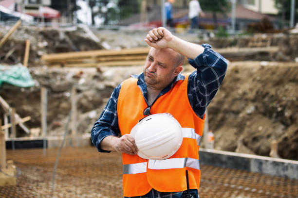 istock Portrait of a worker, an engineer resting after hard work on a construction site 1250482186