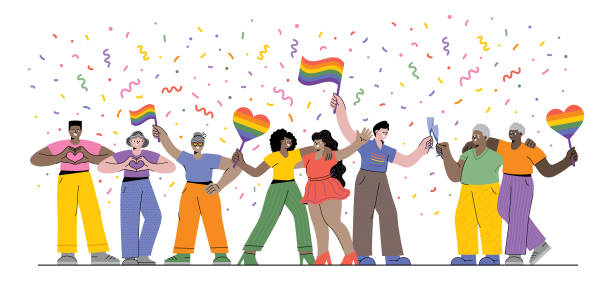 illustrazioni stock, clip art, cartoni animati e icone di tendenza di celebrare l'orgoglio - homosexual gay man symbol homosexual couple
