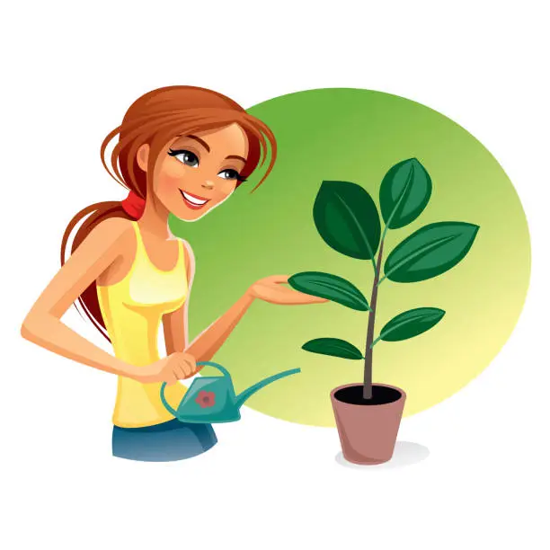 Vector illustration of Woman with flower