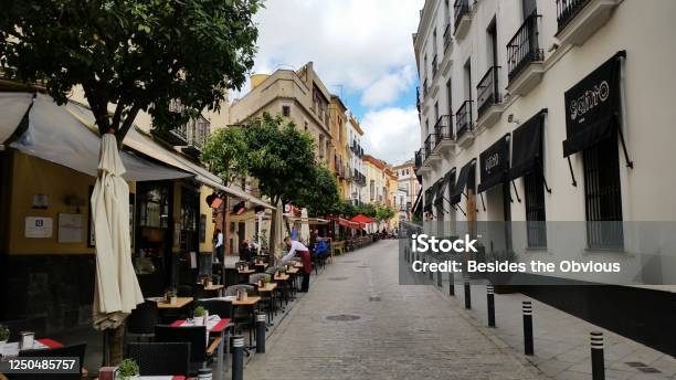 Empty Street In Sevilles Downtown Stock Photo - Download Image Now - Andalusia, Discovery, Europe