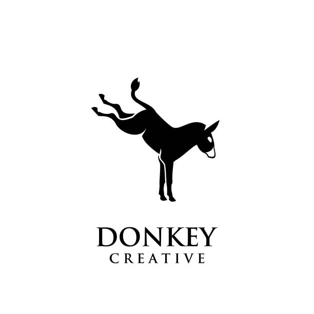 ilustraciones, imágenes clip art, dibujos animados e iconos de stock de donkey negro icono carácter diseño vector plantilla de ilustración - mulish