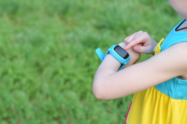 istock Girl using smart watcht.Safety concept.Copy space for text. 1250488127