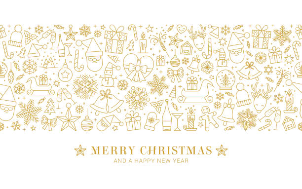 ładny wzór bożego narodzenia. bezszwowe tło z elementami zimowymi, noworocznymi i bożonarodzeniowymi bazgrołami - music backgrounds gold star stock illustrations