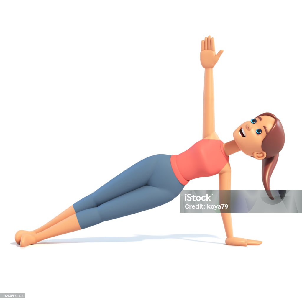 Kéo Dài Cô Gái Yoga Trên Nền Trắng Nữ Hoạt Hình 3d Charcter Làm ...