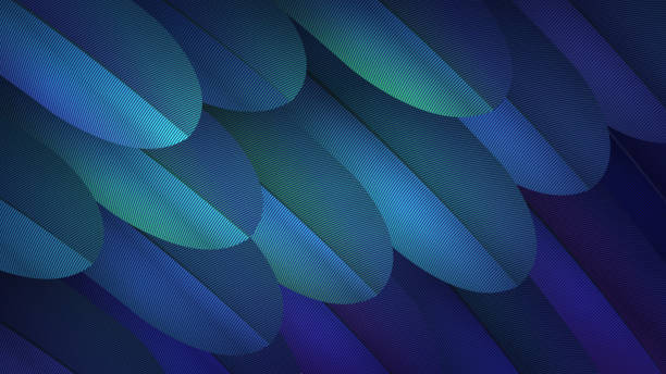 Background with blue feathers Vector background with blue and purple feathers closeup colorful tropical birds stock illustrations