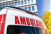 Ambulance on the signal, quick help in saving health and life