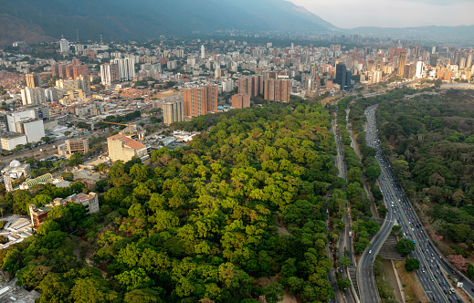 Aerial view of the east of the city of Caracas in Caracas, Dto. Capital, Venezuela