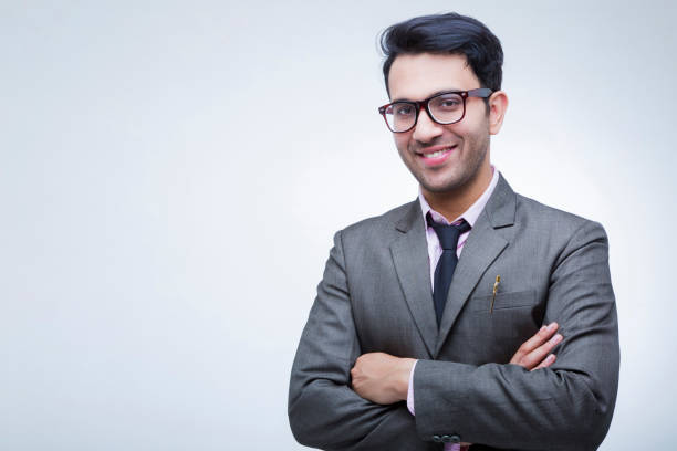 Indian businessman stock photo White Background, Headshot, Men, People, Portrait men standing business formalwear stock pictures, royalty-free photos & images