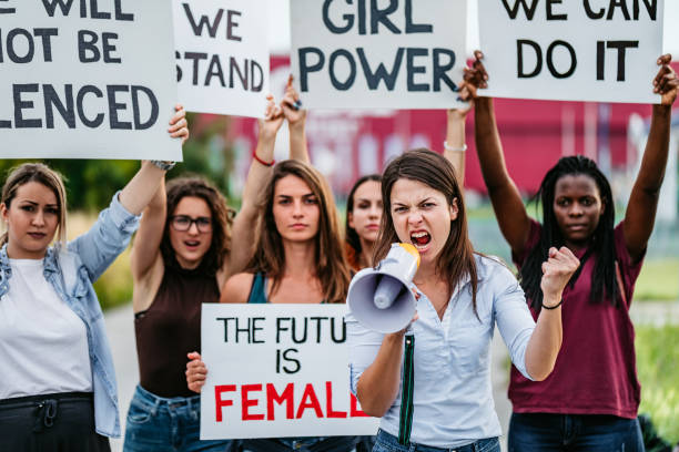 istock Women protesting for equality and women rights 1250504445