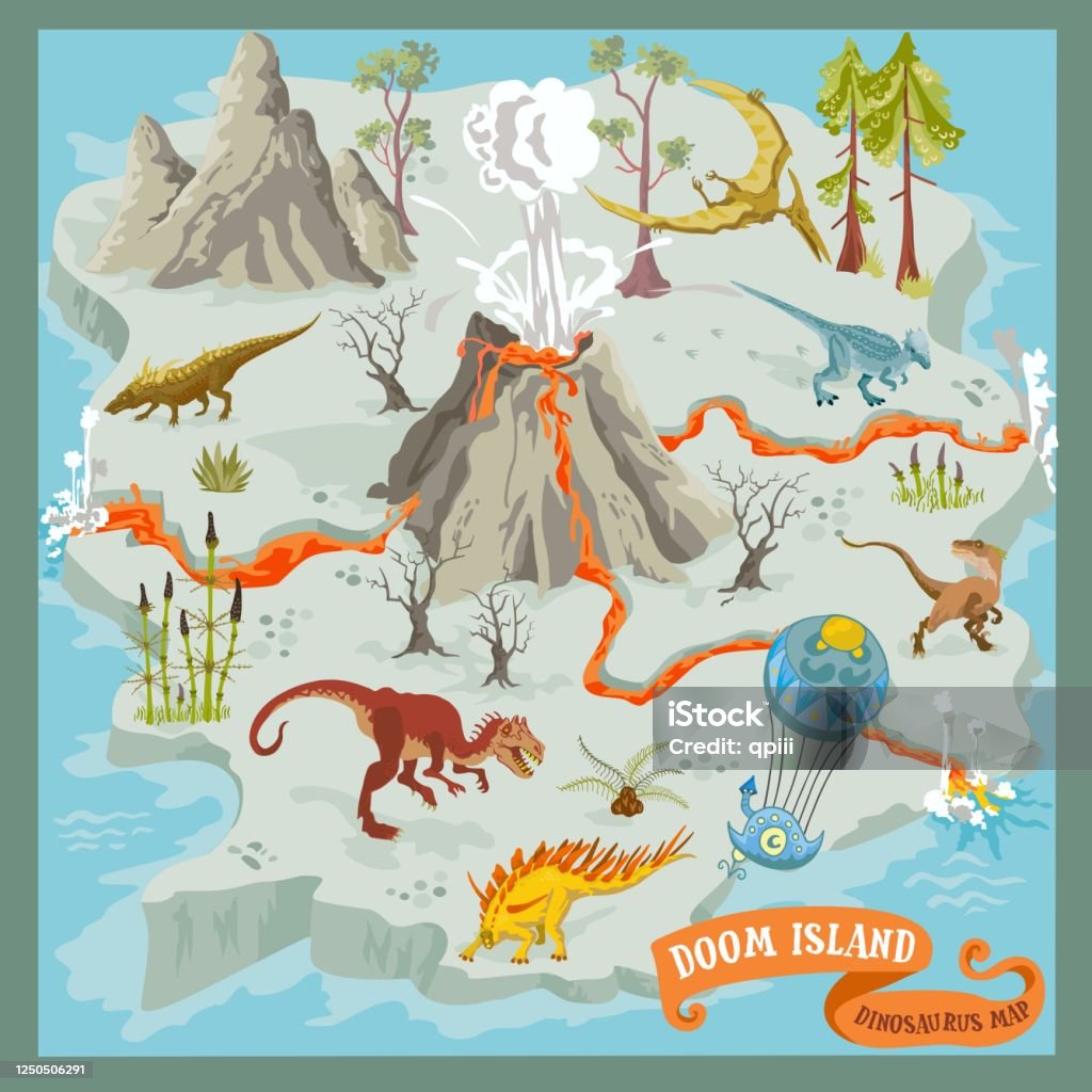 Ilustración de Escena Del Mapa De Dinosaurios La Última Pelea y más  Vectores Libres de Derechos de Mar - Mar, Dinosaurio, Mapa - iStock