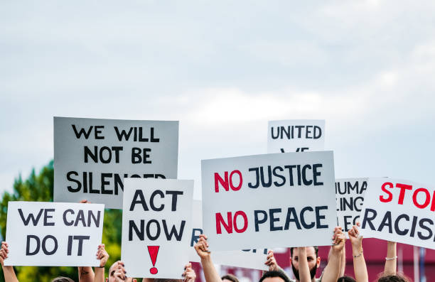 istock Placards and posters on protest  against racism 1250507952