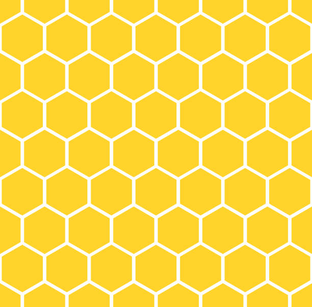 ilustrações de stock, clip art, desenhos animados e ícones de yellow hexagon seamless pattern. abstract hexagon background. - abelha de mel ilustrações