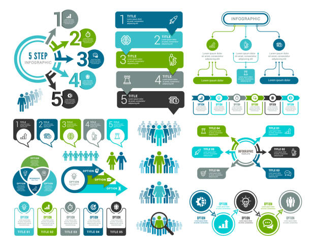 satz von infografikelementen - sprechblase grafiken stock-grafiken, -clipart, -cartoons und -symbole